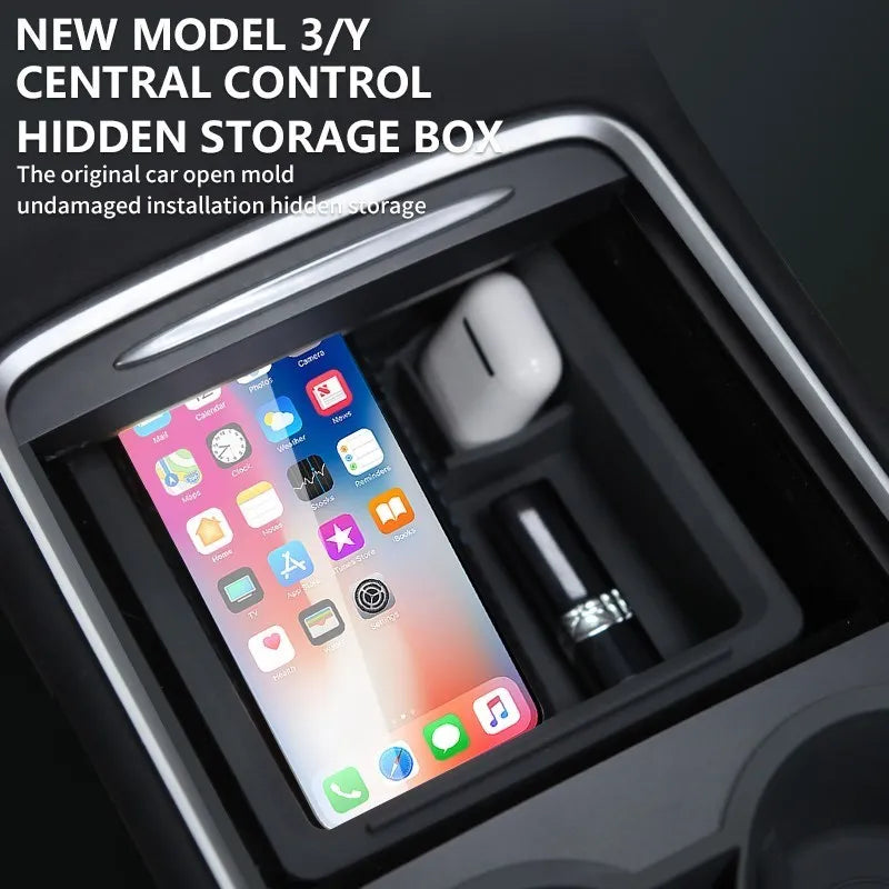 ModelY Storage Box Car Central Control Crystal Box Silicone For Tesla Model 3/Y Accessories 2021 2022 Auto Interior Parts Model3
