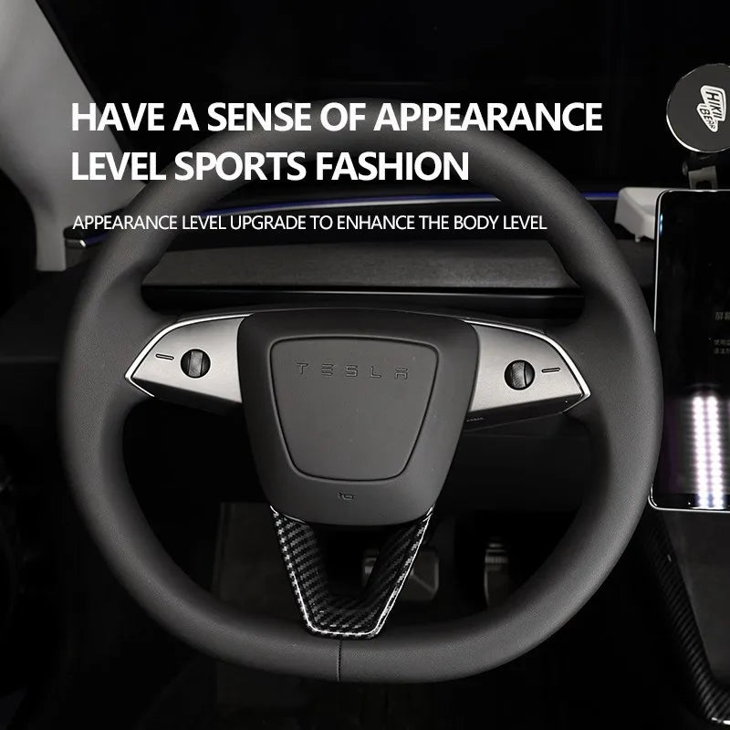 Steering Wheel Cover For Tesla Model 3 Highland 2024 ABS Carbon Fiber Pattern Trim Interior Accessories