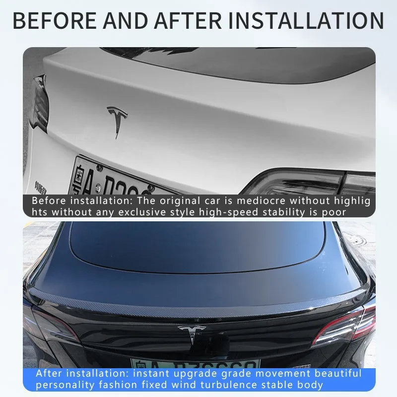 For Tesla Mode 3 Y 2017-2023 Car Trunk Wing Spoiler Real Carbon Fiber Original Car Tail Spoiler Accessories