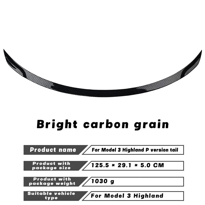 For New Tesla Model 3 Highland 2024 Car ABS Spoiler Carbon Fiber Original High-performance Exterior Model3 Accessories