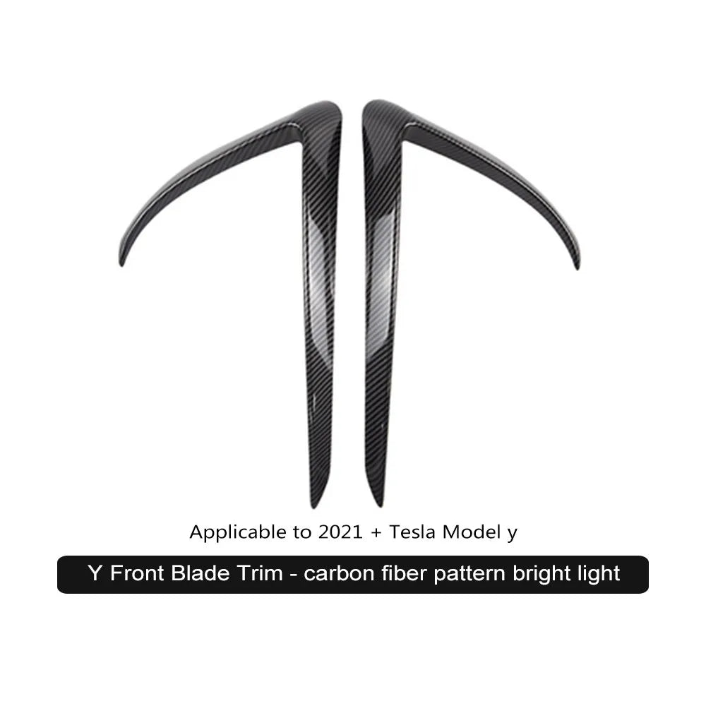 Xyzplus Front Blade Trim For Tesla Model Y 2023 Accessories Matte Carbon Fiber ABS Black White Car Accessories ModelY