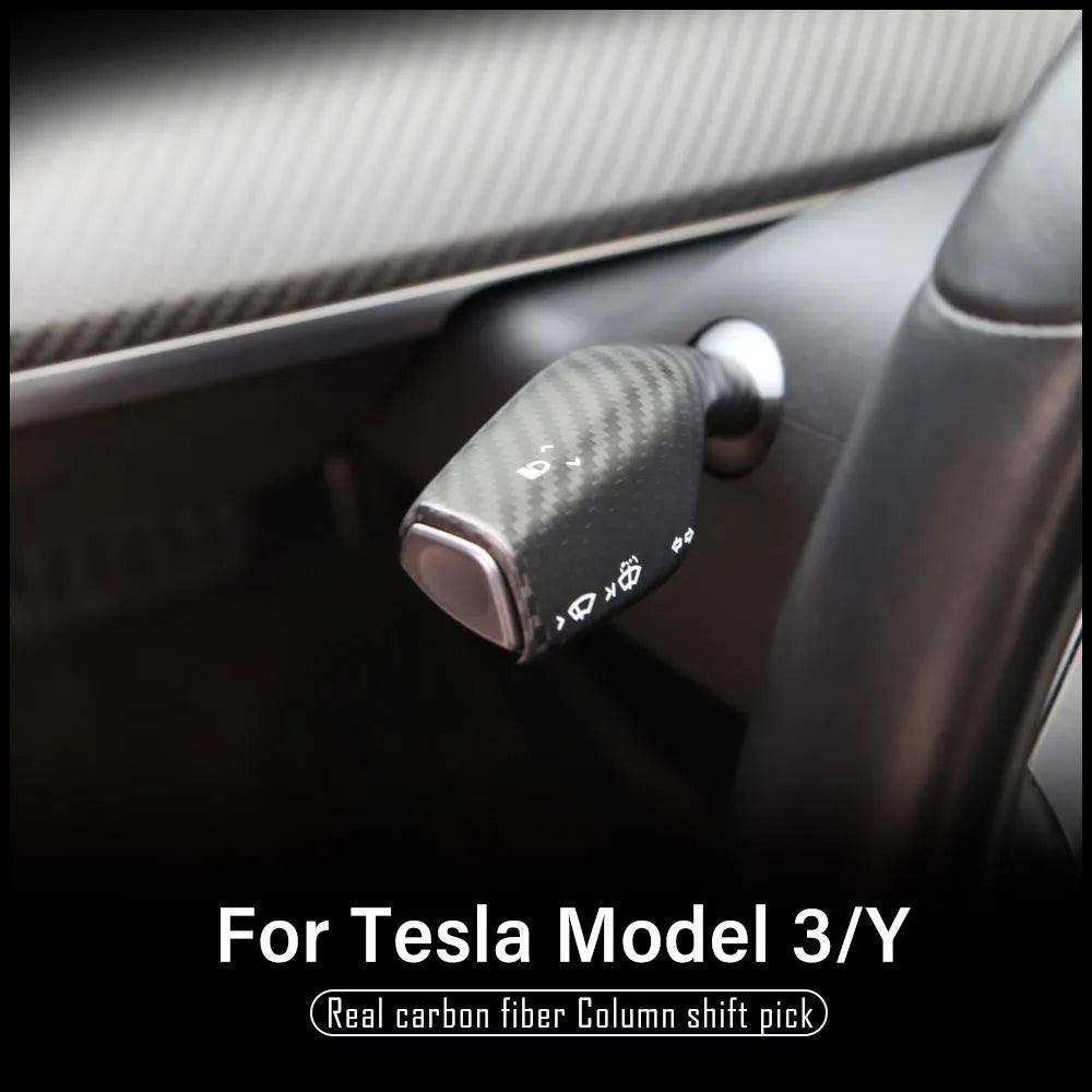 NEW Tesla model 3 Tesla Model Y 2023-2017 Accessories Real Carbon Fiber Column Shift Protective Cover Decorative Stickers 2PCS