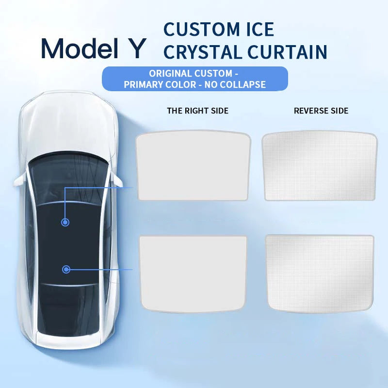For Tesla Model 3 Model Y 2022-2023 Car Glass Sunroof Sun Visor Ice Crystal UV Protection Sunshade Net Auto Accessories
