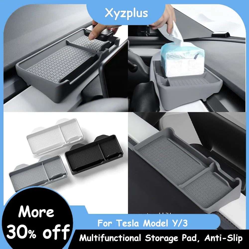 For Tesla Model 3 Y 2021-2023 Car Multifunctional Dashboard Anti-Slip Pad Interior Accessories Small Item Storage Mat