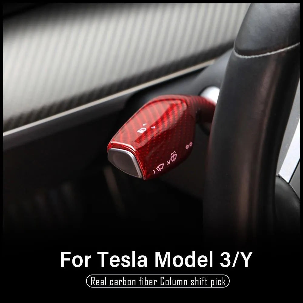 NEW Tesla model 3 Tesla Model Y 2023-2017 Accessories Real Carbon Fiber Column Shift Protective Cover Decorative Stickers 2PCS