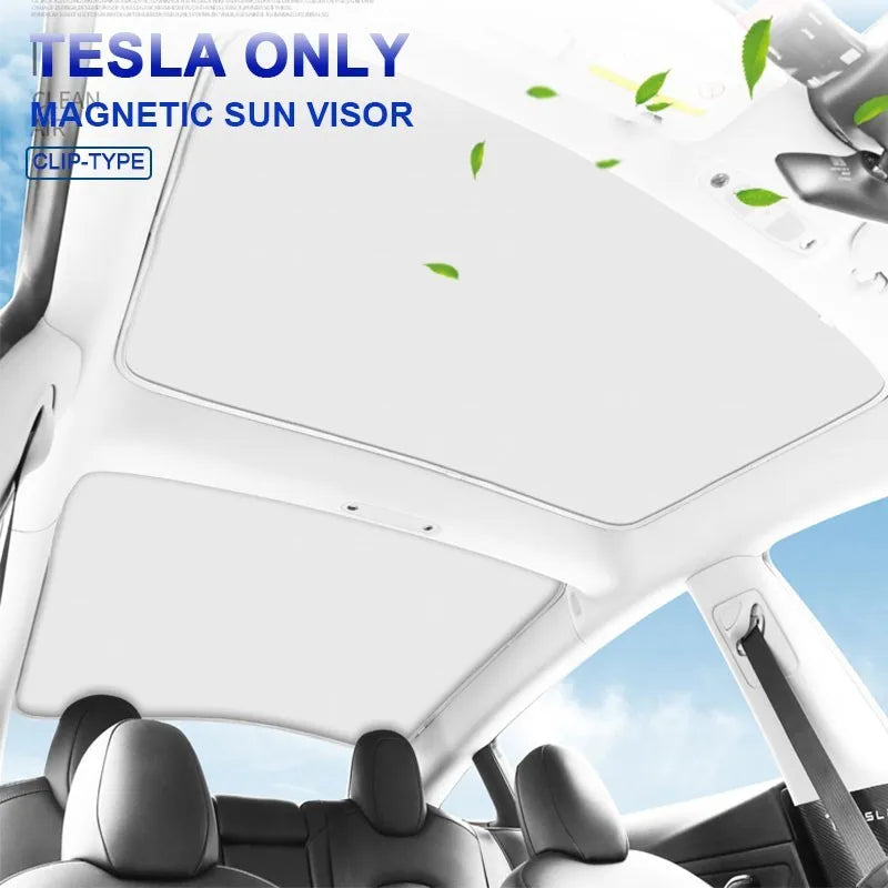 Car Magnetic Sunroof Sunshade Sun Visor Cooling Cover For Tesla Model Y 2021-2022 Retractable Interior Modification Accessories