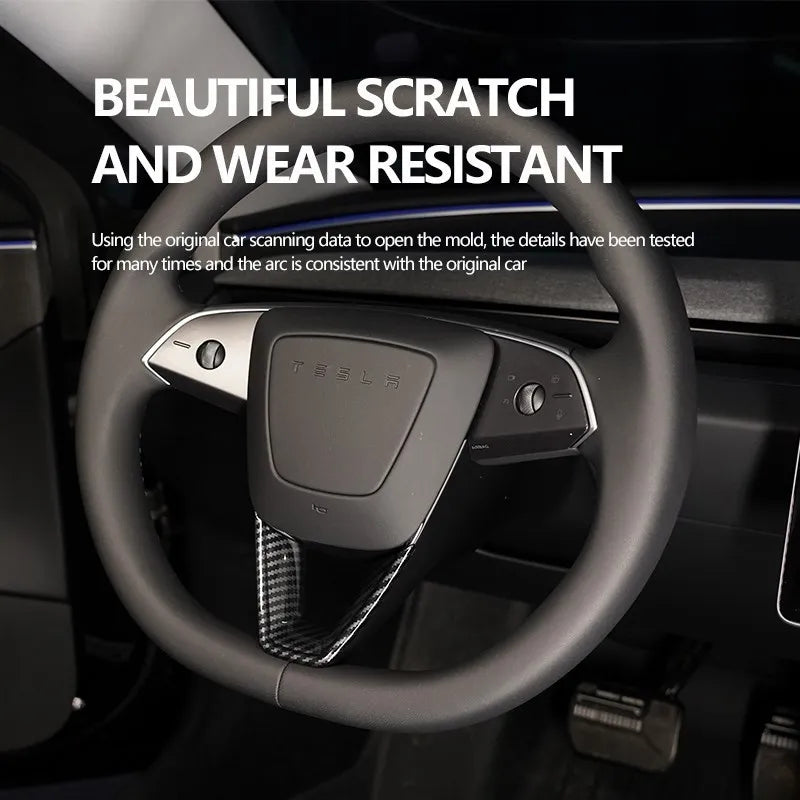 Steering Wheel Cover For Tesla Model 3 Highland 2024 ABS Carbon Fiber Pattern Trim Interior Accessories