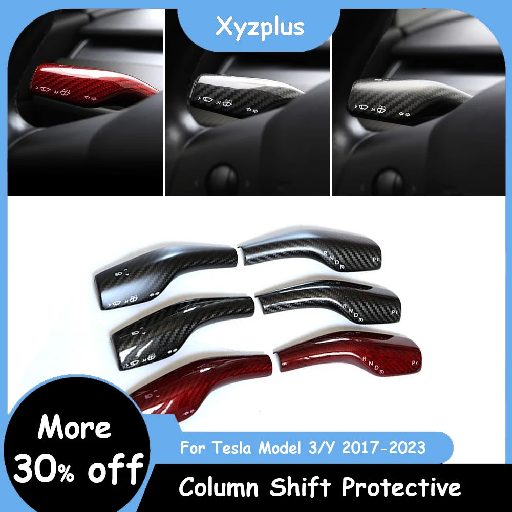 NEW Tesla model 3 Tesla Model Y 2023-2017 Accessories Real Carbon Fiber Column Shift Protective Cover Decorative Stickers 2PCS