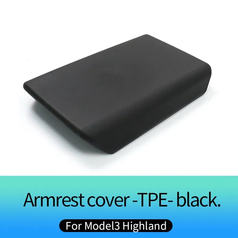 Armrest Cover For Tesla Model 3 Highland 2024 TPE Soft Case Car Center Console Cover Latch Armrest Box Pad Accessories Mat