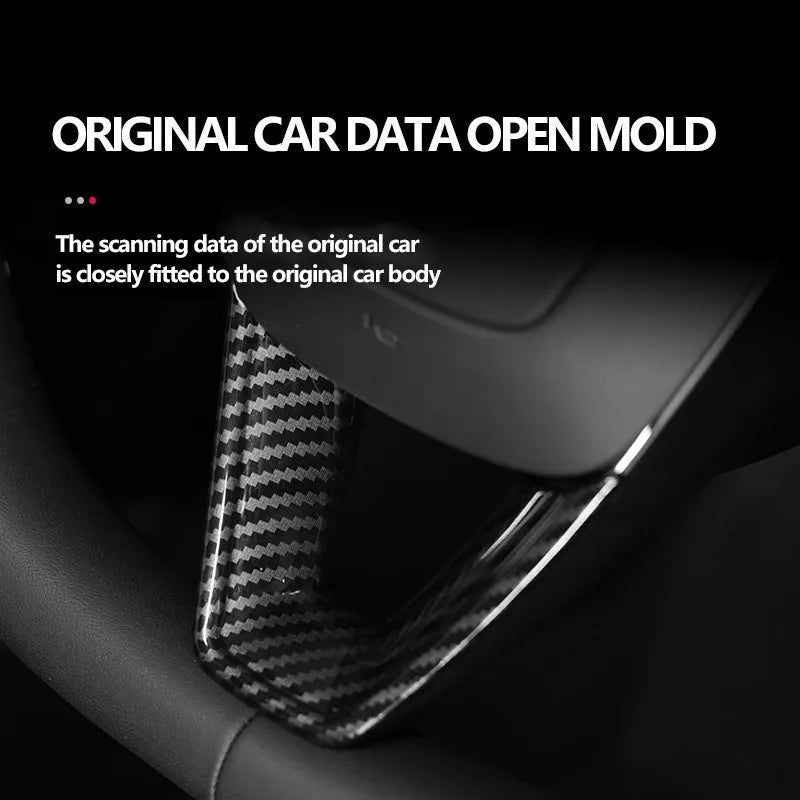 Steering Wheel Cover For Tesla Model 3 Highland 2024 ABS Carbon Fiber Pattern Trim Interior Accessories