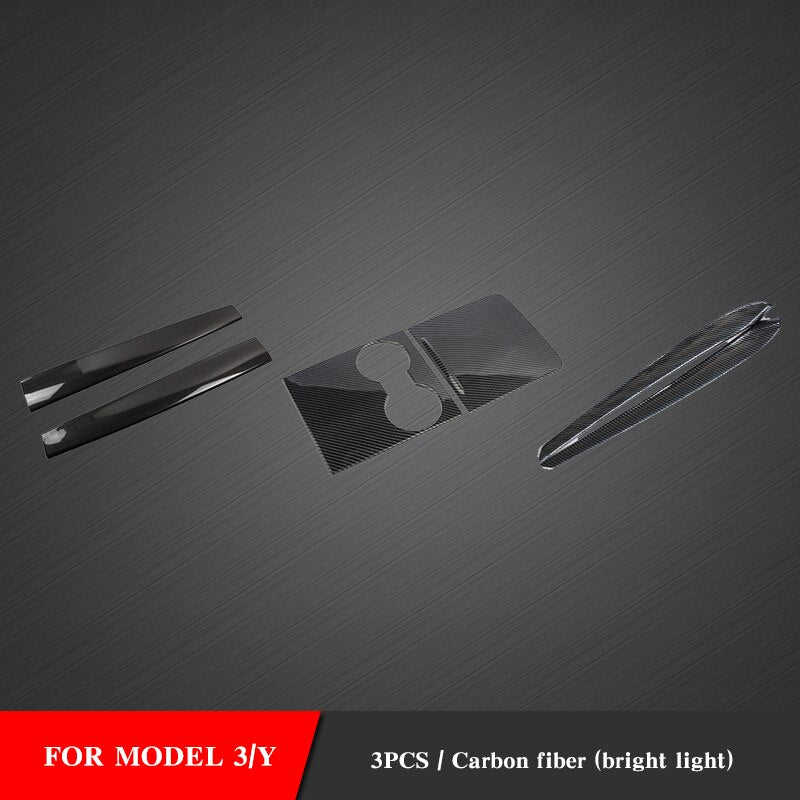 New Model Y Center Console Sticker For Tesla Model 3 2021 Accessories Carbon Fiber ABS Patch Model Three