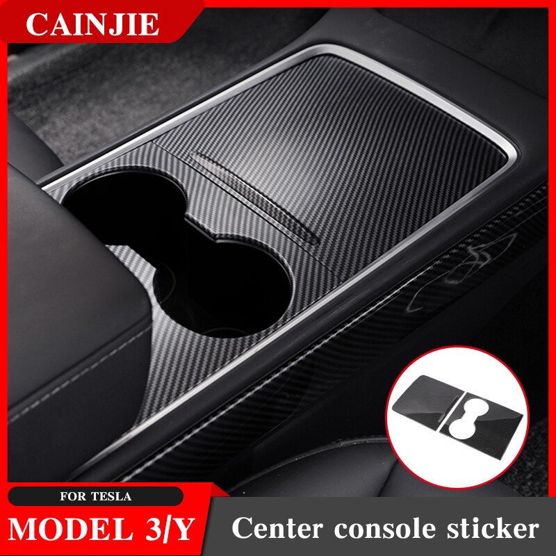 New Model Y Center Console Sticker For Tesla Model 3 2021 Accessories Carbon Fiber ABS Patch Model Three