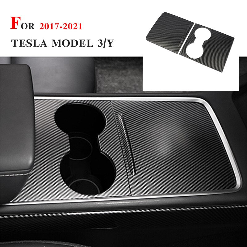 New Model Y Center Console Sticker For Tesla Model 3 2021 Accessories Carbon Fiber ABS Patch Model Three