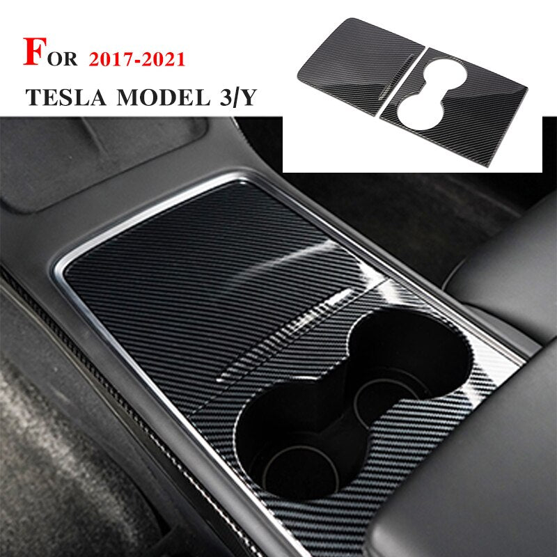 New Model Y Center Console Sticker For Tesla Model 3 2021 Accessories Carbon Fiber ABS Patch Model Three