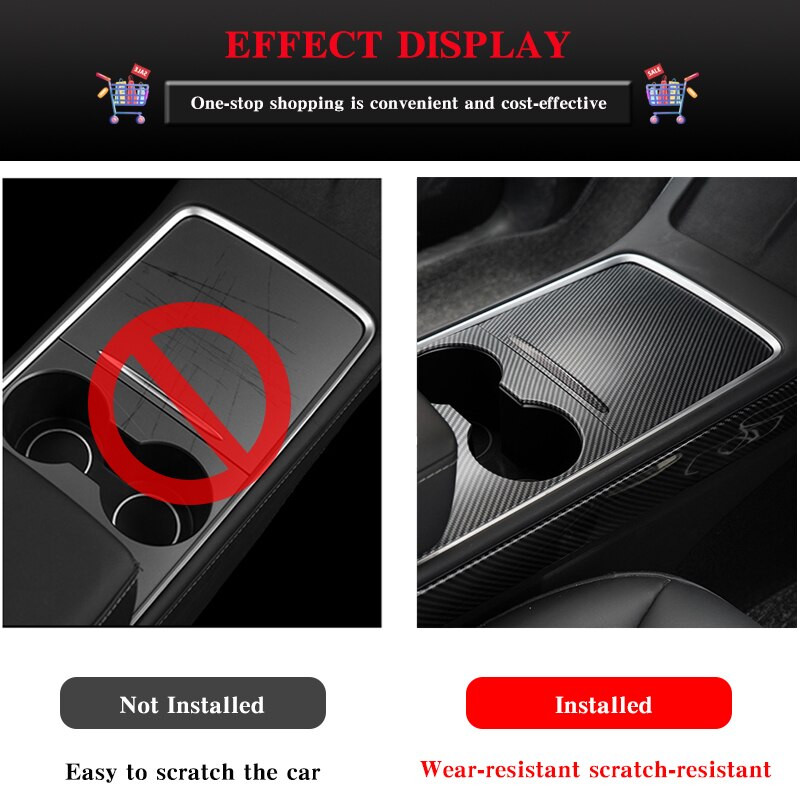 New Model Y Center Console Sticker For Tesla Model 3 2021 Accessories Carbon Fiber ABS Patch Model Three