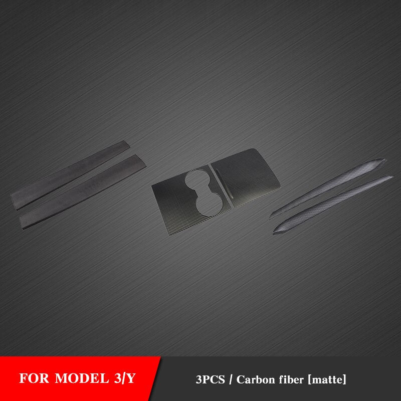 New Model Y Center Console Sticker For Tesla Model 3 2021 Accessories Carbon Fiber ABS Patch Model Three