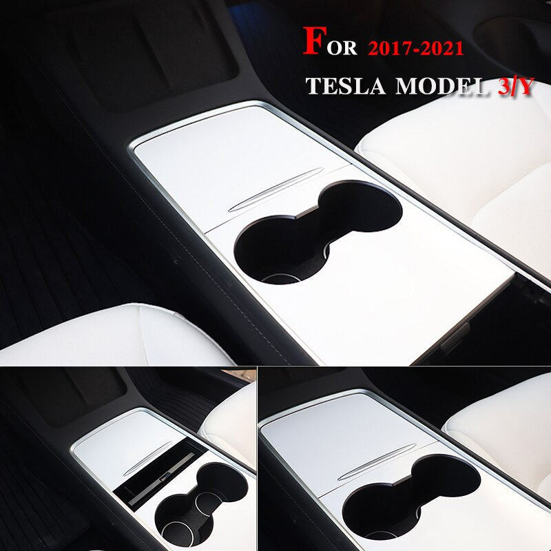 New Model Y Center Console Sticker For Tesla Model 3 2021 Accessories Carbon Fiber ABS Patch Model Three