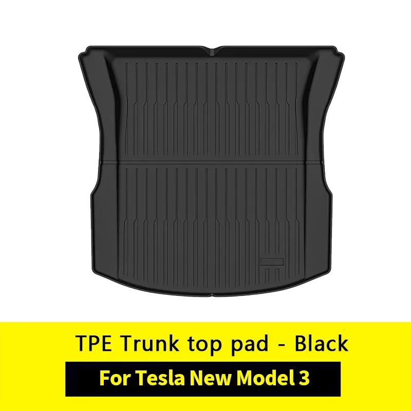 Floor Mats for New Tesla Model 3 2024 Highland TPE Waterproof Wear-resistant Luggage Mat Foot Pads Rear Trunk Mats Accessories