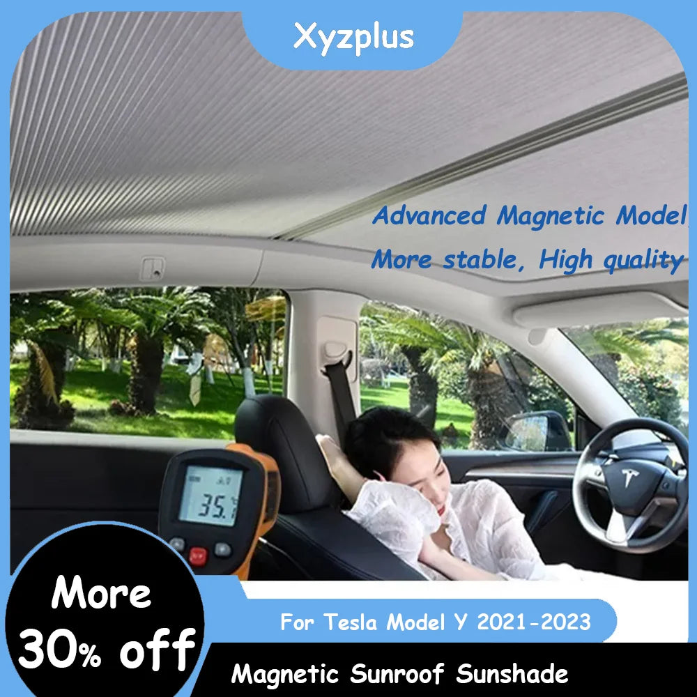 For Tesla Model Y 2023 Magnetic Sunshade Sunroof Model y 2022 Retractable Sunshade Sun Visor Cooling Cover Interior Modification