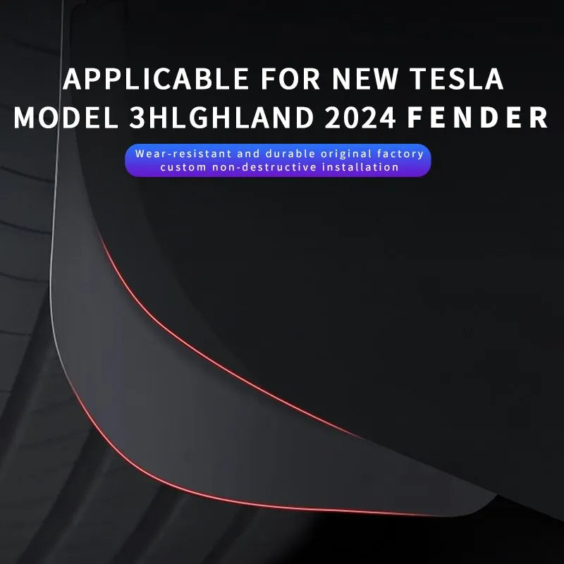 Soft Mud Flaps For Tesla Model 3 Highland 2024 TPE Mudguards Original Design Fender Anti-Snow Anti-Sand Guard Protector