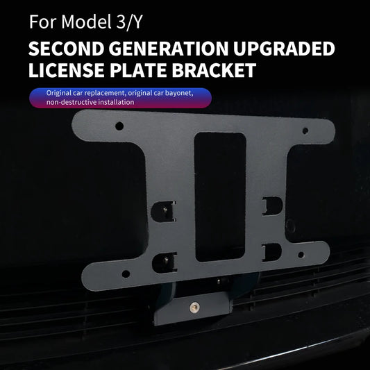 No Drill License Plate Holder for Tesla Model 3/Y 2017-2023 With Anti-Theft Features Front License Plate Bracket Mounting