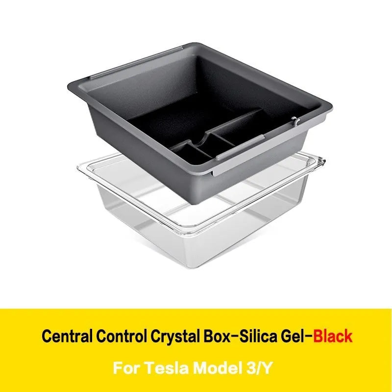 ModelY Storage Box Car Central Control Crystal Box Silicone For Tesla Model 3/Y Accessories 2021 2022 Auto Interior Parts Model3