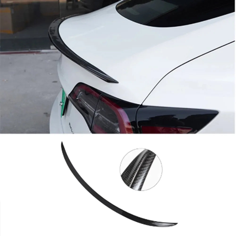 For Tesla Model Y Real Carbon Fiber Spoiler 2023 2024 Rear Trunk Wings For Model Y 2022 Carbon Spoiler Auto Tail Fin Accessories