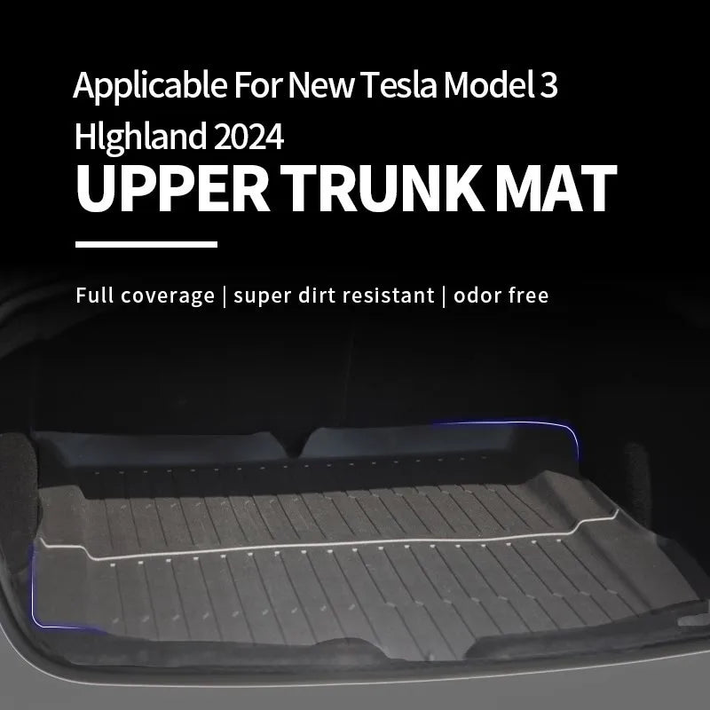 For Tesla Model 3 Highland 2024 Front and Back Trunk Mat TPE Carpet Waterproof Weather-resistant Pads Up and Down Layer Mats