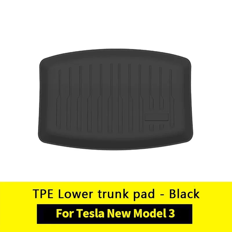 Floor Mats for New Tesla Model 3 2024 Highland TPE Waterproof Wear-resistant Luggage Mat Foot Pads Rear Trunk Mats Accessories