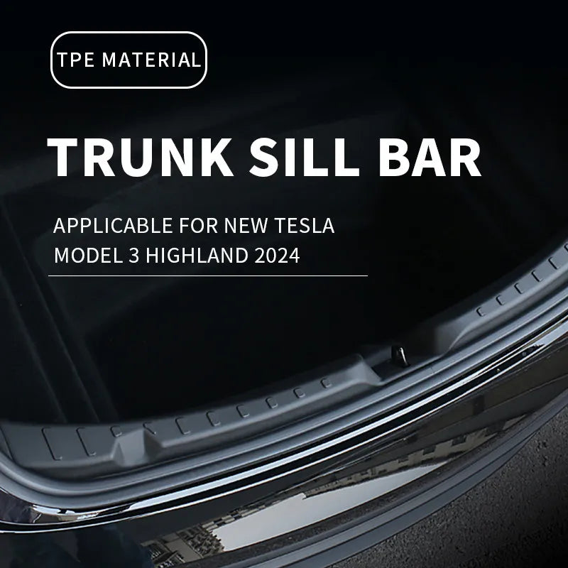 For Tesla New Model 3 Highland 2024 Trunk Protector Guard TPE Anti-Scratch Mat Rear Cargo Threshold Cover Sill Protection Lid