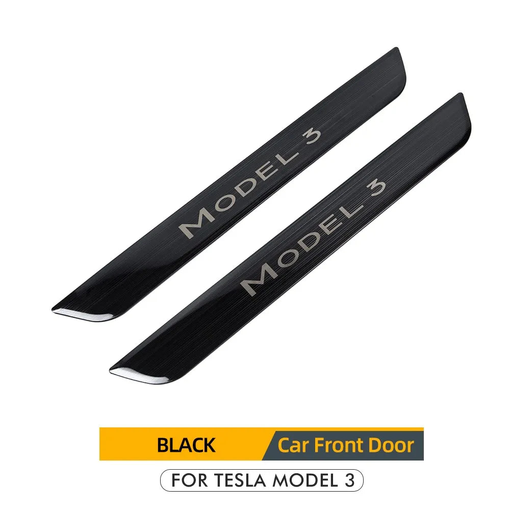 Xyzplus Model3 2023 Door Sill Decoration Wrap Cover For Tesla Model 3 2022 Accessories Pedal Protection Strip Carbon Fiber