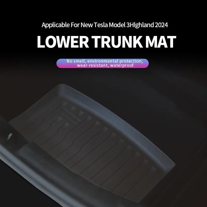 For Tesla Model 3 Highland 2024 Front and Back Trunk Mat TPE Carpet Waterproof Weather-resistant Pads Up and Down Layer Mats