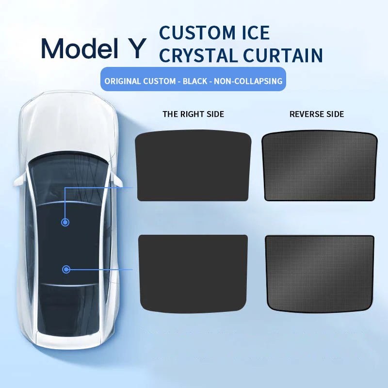 For Tesla Model 3 Model Y 2022-2023 Car Glass Sunroof Sun Visor Ice Crystal UV Protection Sunshade Net Auto Accessories