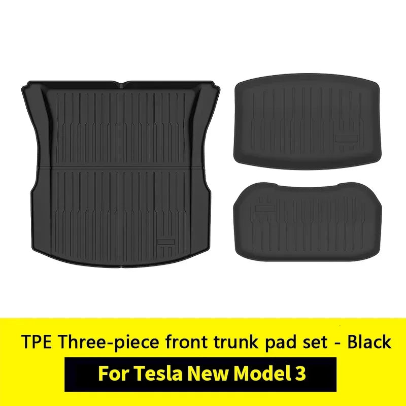 Floor Mats for New Tesla Model 3 2024 Highland TPE Waterproof Wear-resistant Luggage Mat Foot Pads Rear Trunk Mats Accessories