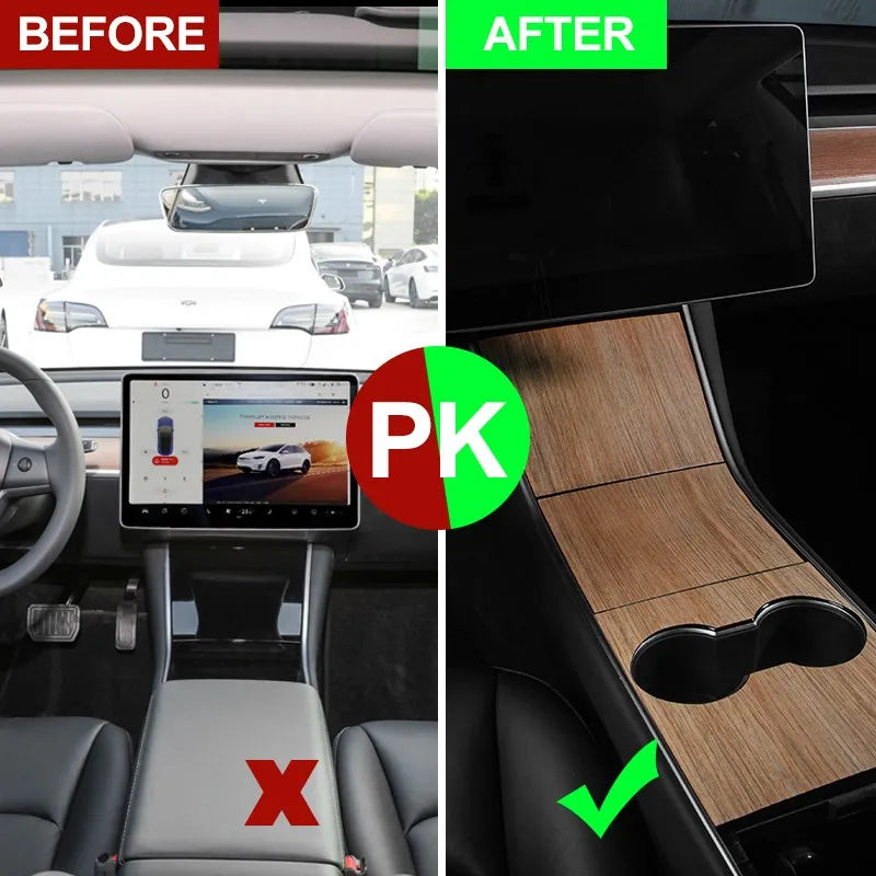 Model3 Car Center Console Wrap Sticker For Tesla Model 3 Y 2020 Wood Console Grain Accessories For Tesla Model Three accessory