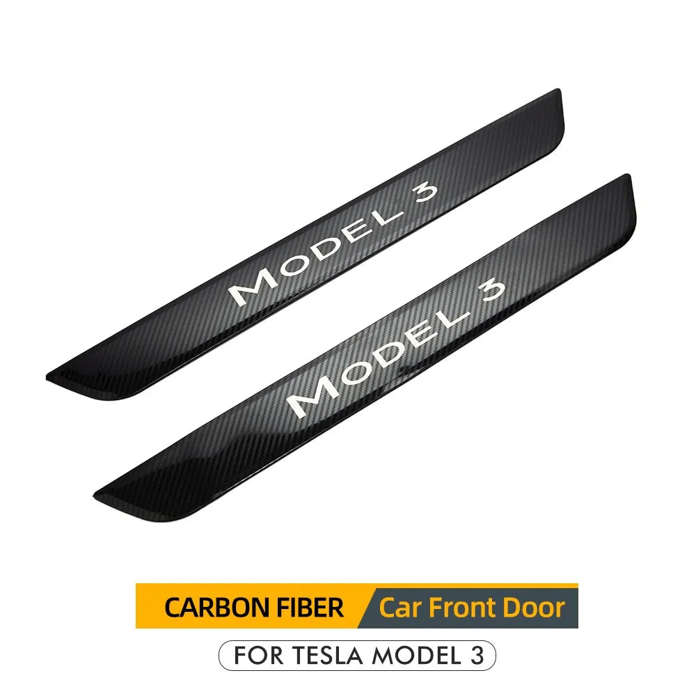 Xyzplus Model3 2023 Door Sill Decoration Wrap Cover For Tesla Model 3 2022 Accessories Pedal Protection Strip Carbon Fiber