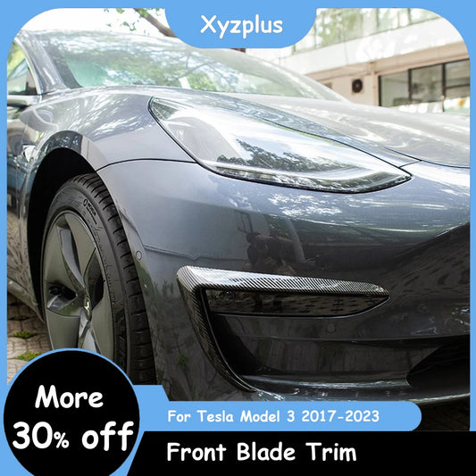 Xyzplus Front Blade Trim For Tesla Model 3 2023 Accessories Matte Carbon Fiber ABS Black White Model3 2022 Car Accessories