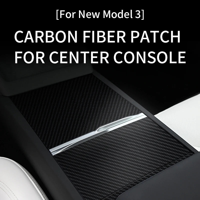 Central Control Panel for Tesla New Model 3+ Real Carbon Fiber Console Cover Panel Patch Sticker New Model3 Car Accessories 2024