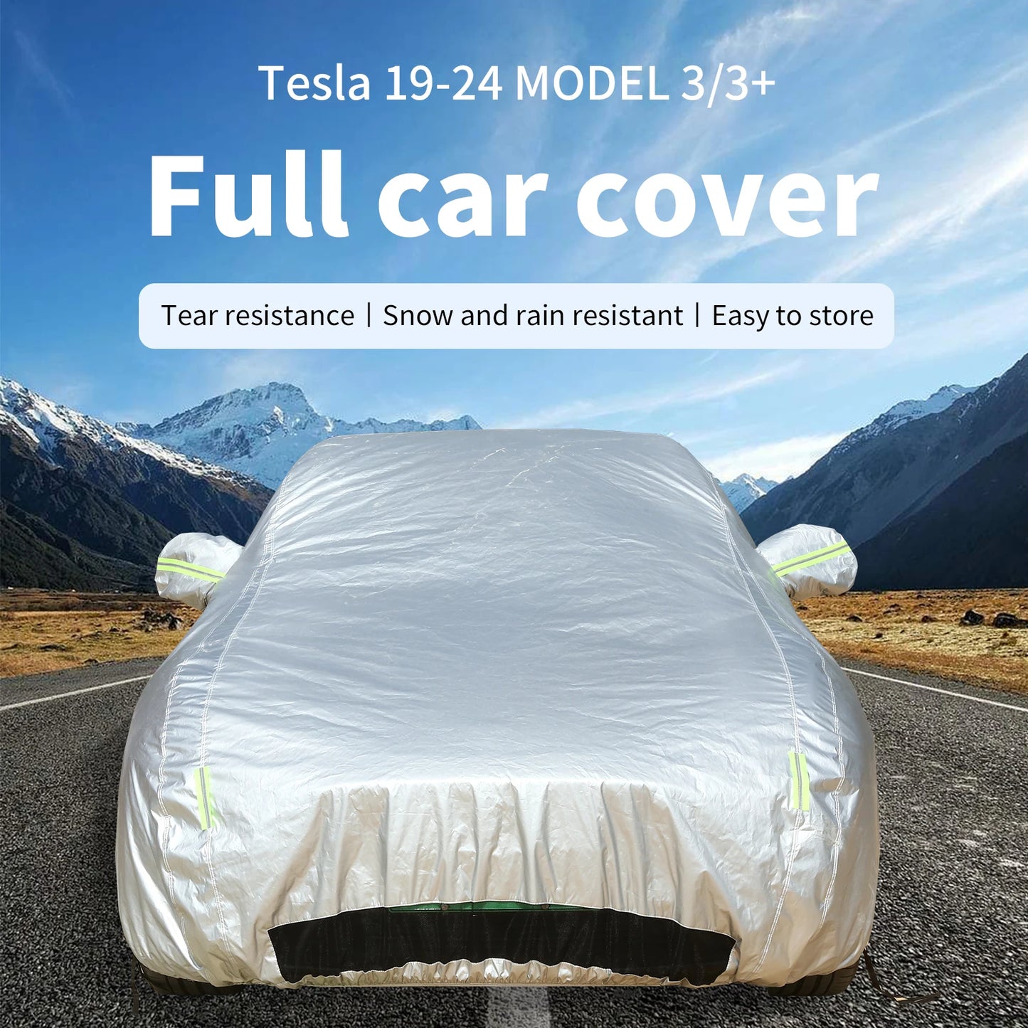 For Tesla Modle 3 Model Y Full Car Covers Outdoor Uv Sun Protection Dust Rain Snow Protective Car Cover Auto Black Cover