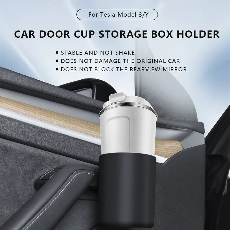 Xyzplus Car Door Cup Holder For Tesla Model 3 2023 Special Door Cup Storage Box Rack For Model Y 2022 Car Door Cup Stand