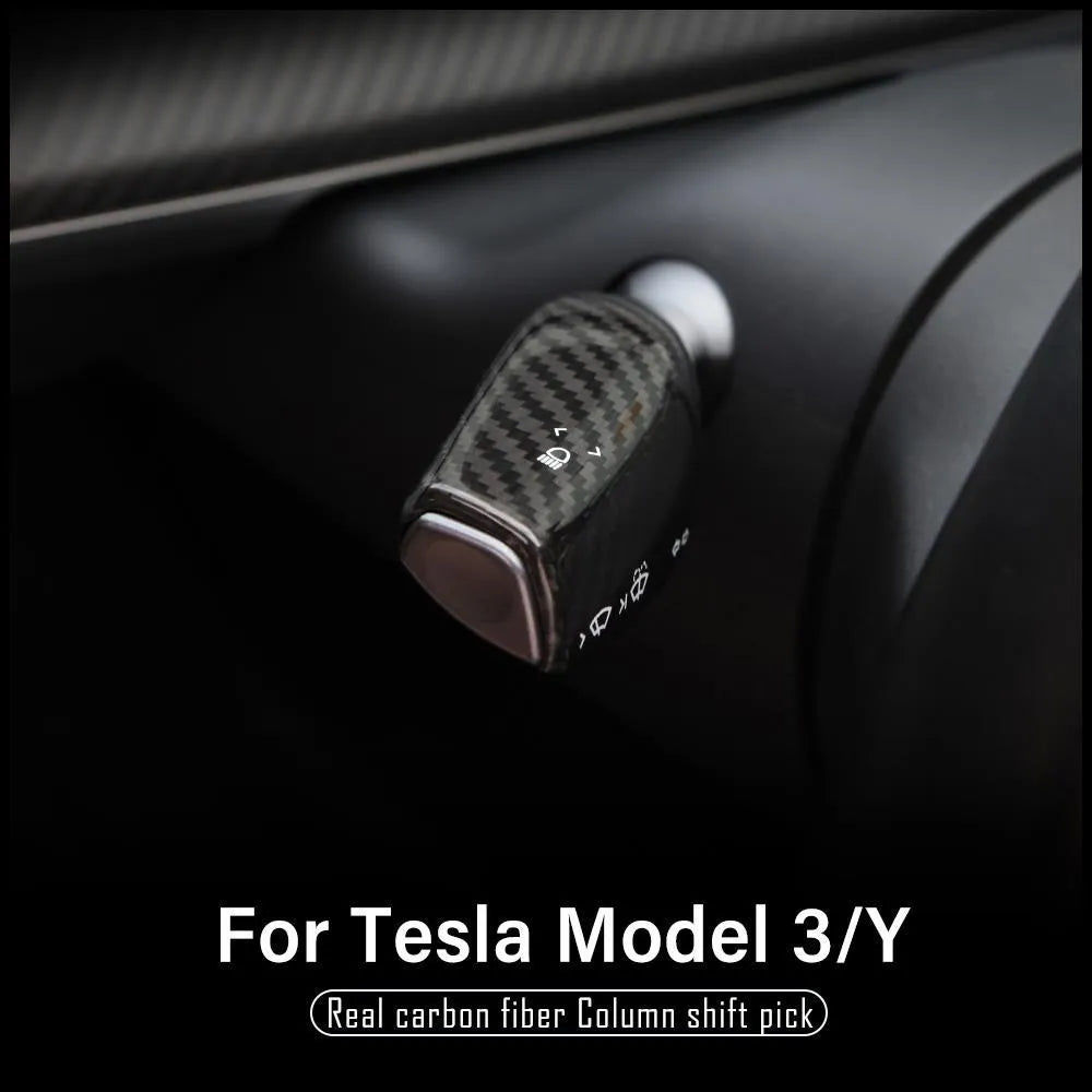 NEW Tesla model 3 Tesla Model Y 2023-2017 Accessories  Real Carbon Fiber Column Shift Protective Cover Decorative Stickers 2PCS