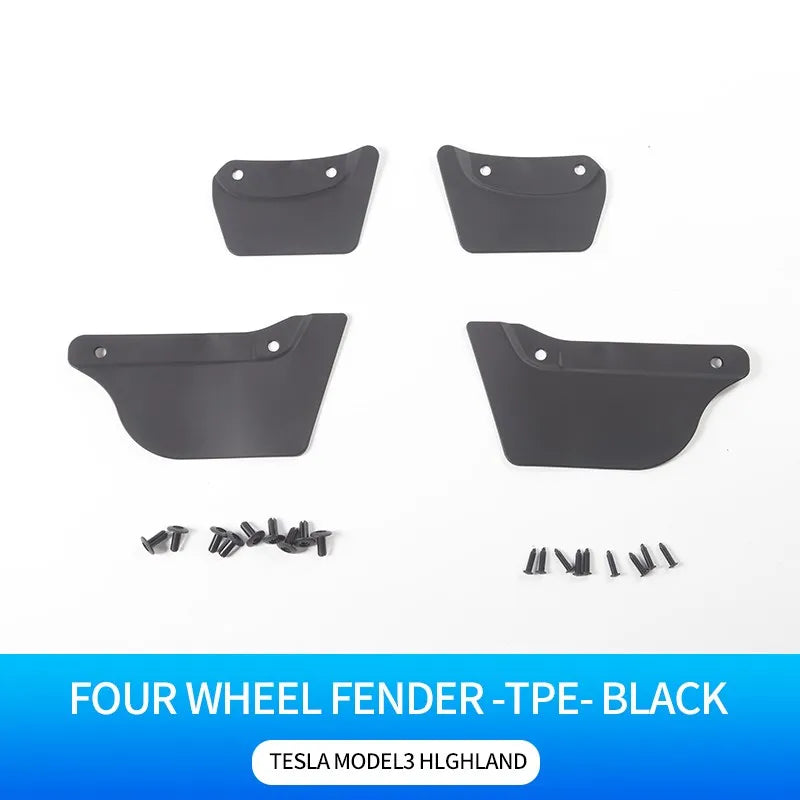 Soft Mud Flaps For Tesla Model 3 Highland 2024 TPE Mudguards Original Design Fender Anti-Snow Anti-Sand Guard Protector