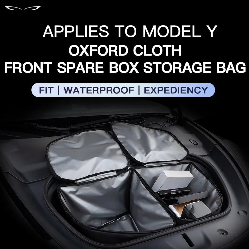 For Tesla Model Y 2017-2023 Front Trunk Storage Bag Auto Interior Accessories Oxford Cloth Wear-resistant Portable Organizer Bag