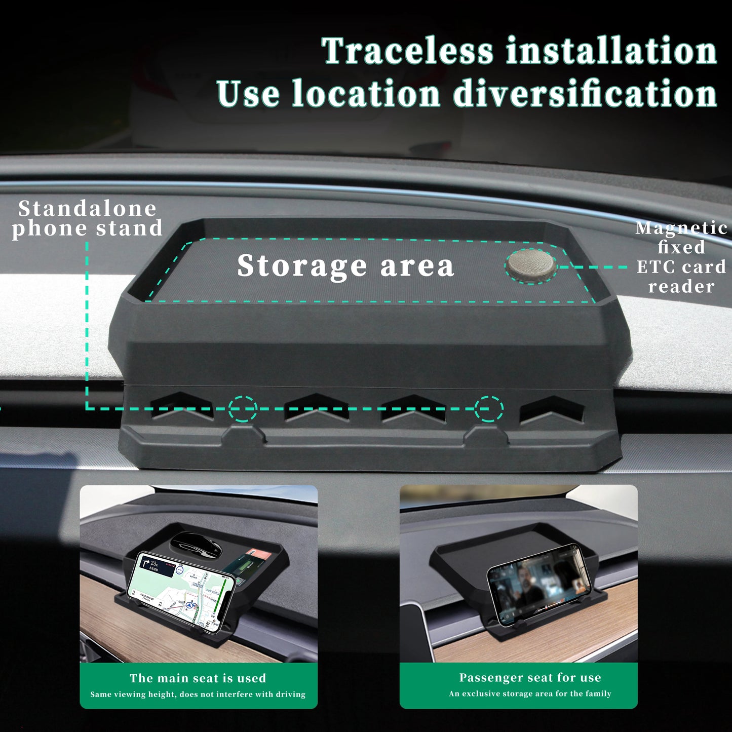 Storage Box For Tesla Model 3 Highland 2024 Multifunctional Silicone Dashboard Storage ETC Tray Instrument Panel Tissue