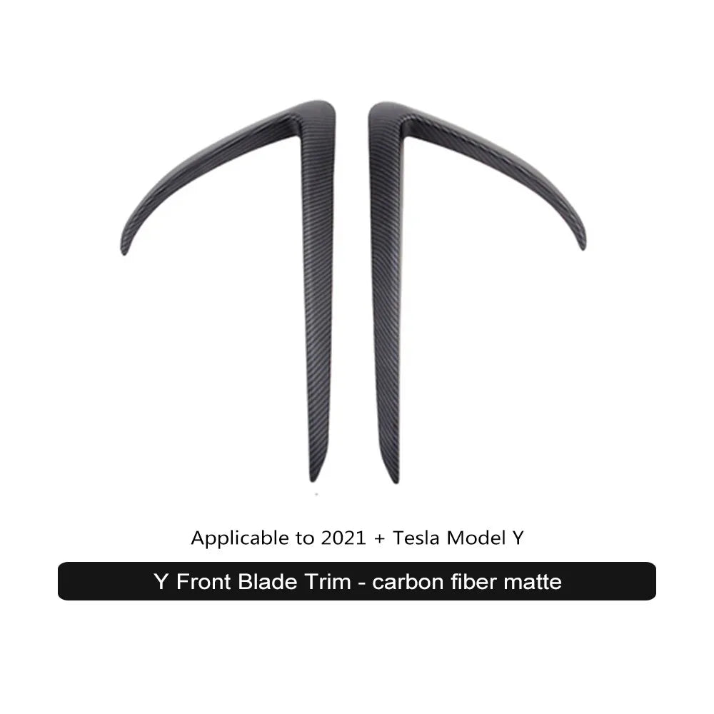 Xyzplus Front Blade Trim For Tesla Model Y 2023 Accessories Matte Carbon Fiber ABS Black White Car Accessories ModelY