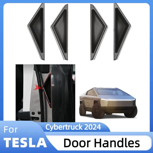 Door Handles For Tesla Cybertruck 2023 2024 4pcs Silicone Fingerprint Resistant Door Closer Handle Hidden Car Interior Accessori