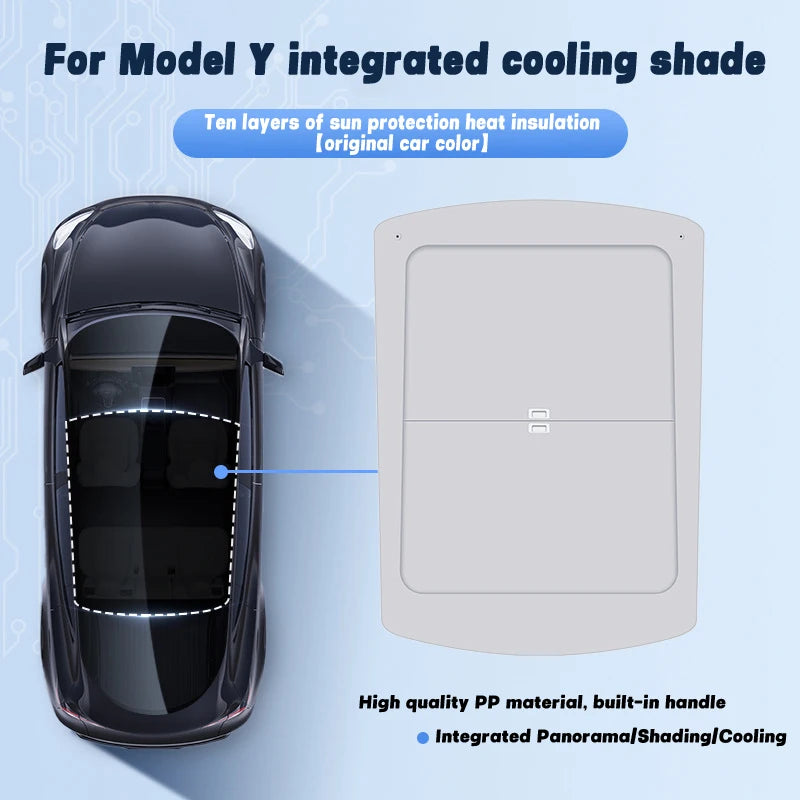 Roof Skylight sunshades for Tesla Model Y 2024 2023 Ultraviolet Isolation Low Noise Roof Cover Retractable Roof Sunshade