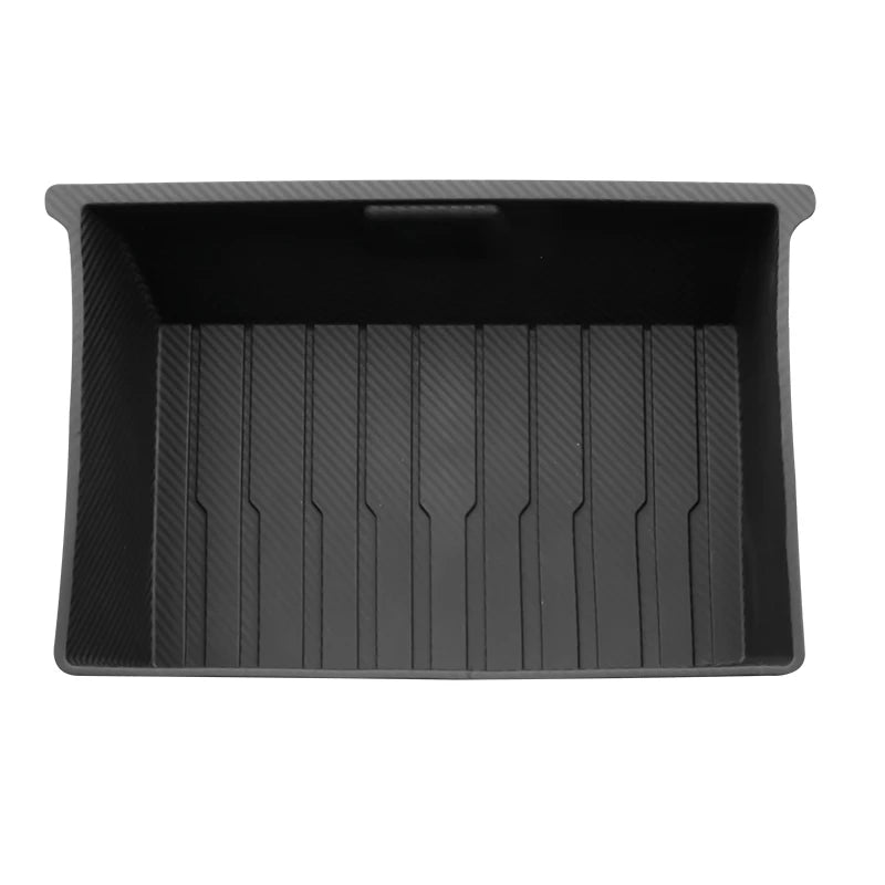 For Tesla Model Y Rear Center Console Storage Box TPE Organizer Box with Cover Trash Can Under Seat Car Accessories