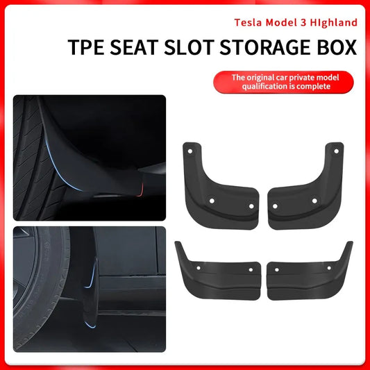 Soft Mud Flaps For Tesla Model 3 Highland 2024 TPE Mudguards Original Design Fender Anti-Snow Anti-Sand Guard Protector