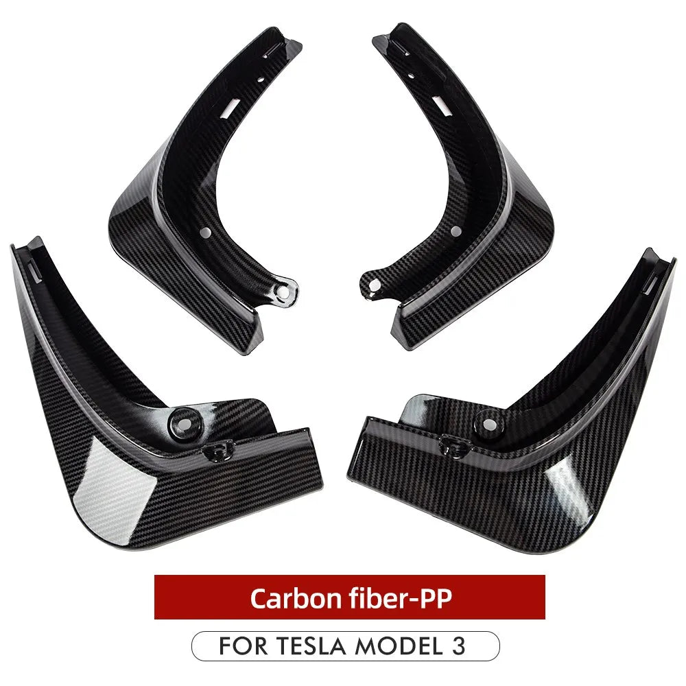 Xyzplus Model3 2023 Mud Flaps For Tesla Model 3 2022 Accessories Guard Fender Front Rear Wheel Mudguard Carbon Fiber ABS